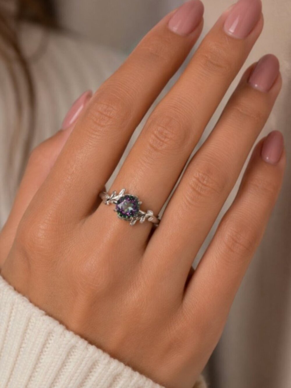NEW 925 Sterling Silver Mystic Topaz Diamond Ring